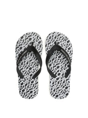 Armani Exchange Women's Flip-Flops Black & Optic White with Bold Branding