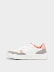 Armani Exchange Women’s Sneakers – Off-White/Rose Logo Accent Trainers