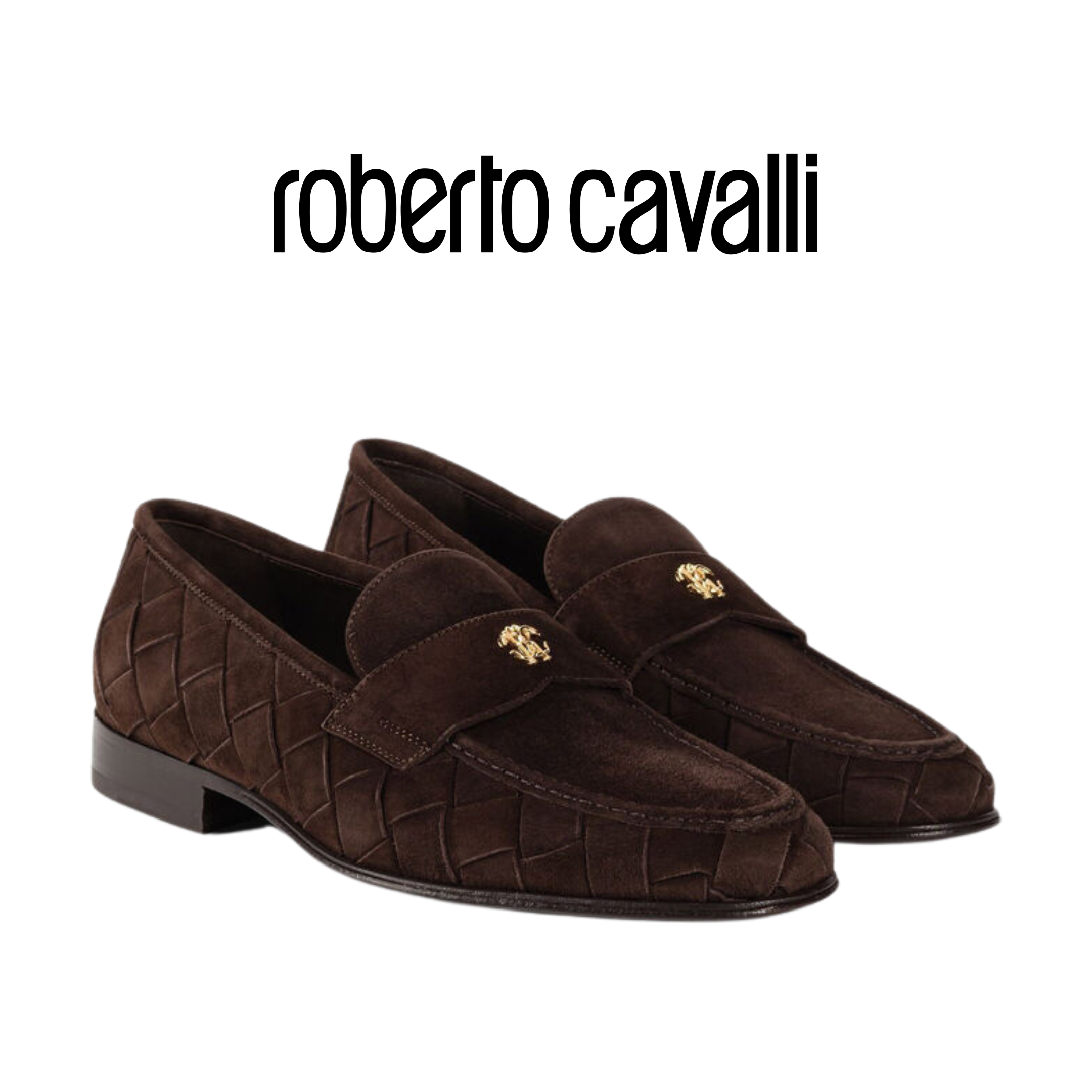 Roberto Cavalli Men Shoes Logo-plaque suede loafers 18752-B Roberto Cavalli