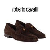 Roberto Cavalli Men Shoes Logo-plaque suede loafers 18752-B Roberto Cavalli