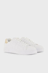 Armani Exchange Women’s Sneakers – Beige with Metallic Logo Accent