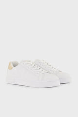 Armani Exchange Women’s Sneakers – Beige with Metallic Logo Accent ARMANI EXCHANGE