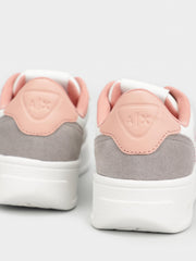 Armani Exchange Women’s Sneakers – Off-White/Rose Logo Accent Trainers
