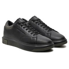 Armani Exchange Men’s Sneakers Leather Lace-Up Black ARMANI EXCHANGE
