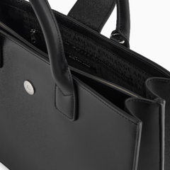 Armani Exchange ASV Trapeze Handbag in black, structured designer trapeze purse for women