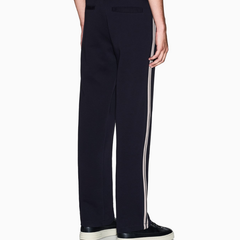Armani Exchange men’s deep navy jersey trousers with contrasting side stripes