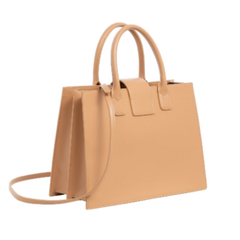 Armani Exchange ASV Trapeze Handbag in Camel Rose, structured designer trapeze purse for women