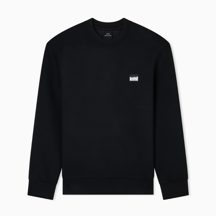 Armani Exchange men’s black crewneck sweatshirt with patch