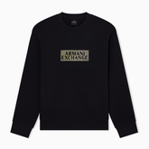 Armani Exchange men’s black diagonal gold crewneck cotton sweatshirt