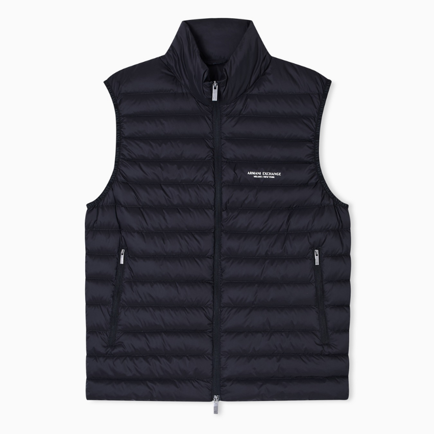 Armani Exchange men’s black full-zip sleeveless down vest