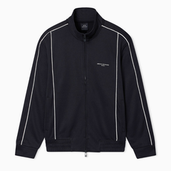 Armani Exchange men’s black full-zip sweatshirt with contrasting piping
