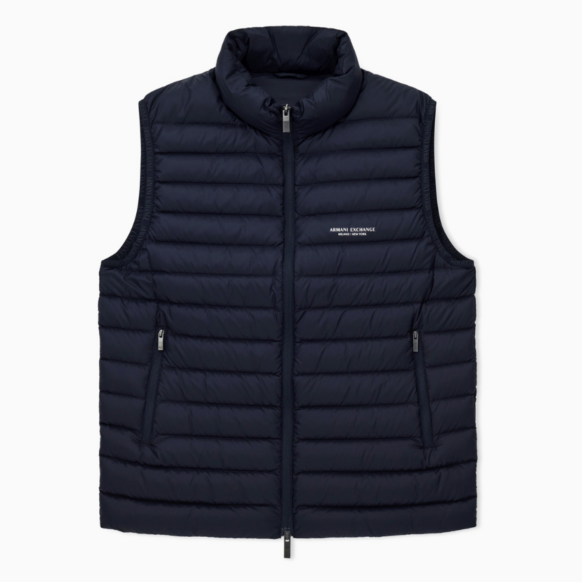 Armani Exchange men’s deep navy full-zip sleeveless down vest