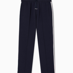 Armani Exchange men’s deep navy jersey trousers with contrasting side stripes