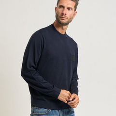 Armani Exchange men’s deep navy knitted pullover da uomo