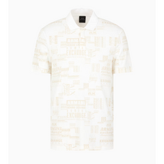 Armani Exchange off-white polo shirt da uomo con lettering