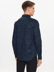 Armani Exchange slim fit woven shirt 6RZC25 ZNEAZ navy micro da uomo