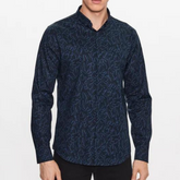 Armani-Exchange slim fit woven shirt 6RZC25 ZNEAZ navy micro da uomo