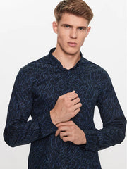 Armani Exchange slim fit woven shirt 6RZC25 ZNEAZ navy micro da uomo