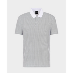 Armani Exchange white diagonal polo shirt da uomo