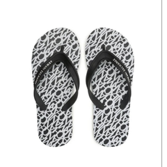 Armani Exchange women's flip-flops in black and optic white with bold logo branding