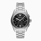 Emporio Armani Federico AR11560 men’s chronograph watch black dial silver steel strap