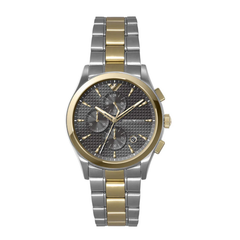 Emporio Armani Paolo men’s chronograph watch grey dial two-tone steel strap