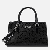 GUESS Brooken satchel bag in black with structured design and top handles