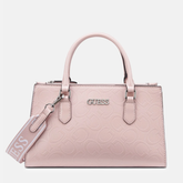GUESS Brooken satchel bag in blush with structured design and top handles