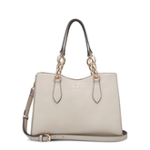 GUESS Millport satchel bag in taupe (TAU) with structured design