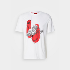 Hugo Diboxer white T-shirt with regular fit and bold logo on the chest.