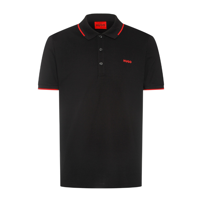 Hugo Dinoso222 black polo shirt with slim fit and signature logo on the chest