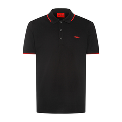 Hugo Dinoso222 black polo shirt with slim fit and signature logo on the chest