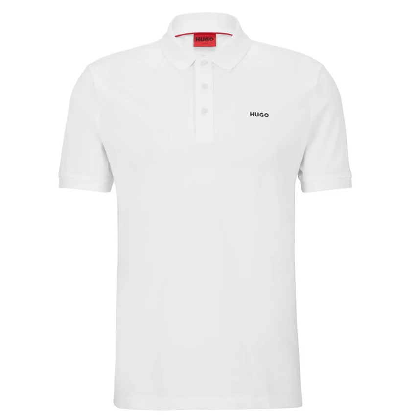Hugo Donos222 white polo shirt with slim fit and signature logo on the chest