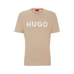 Hugo Dulivio beige T-shirt with regular fit and signature logo on the chest