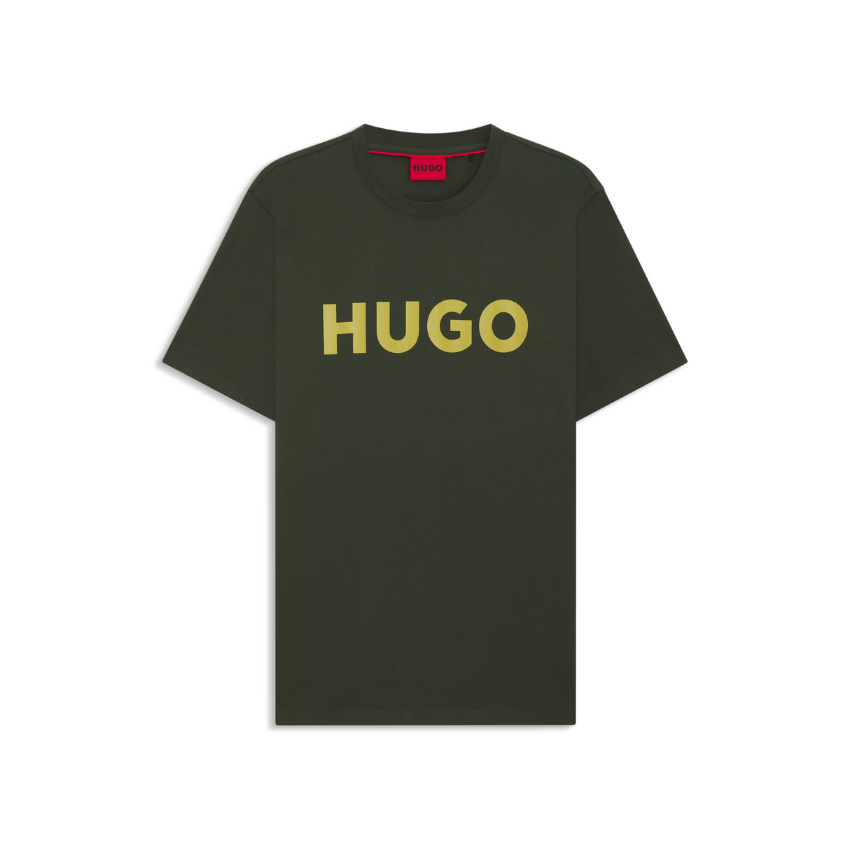 Hugo Dulivio dark green T-shirt with regular fit and signature logo on the chest