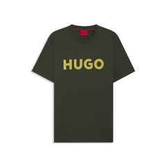 Hugo Dulivio dark green T-shirt with regular fit and signature logo on the chest