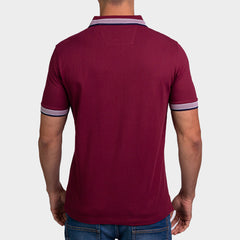 Kenneth Cole Polo Shirt-Striped Collar Maroon Red