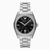 Men’s three-hand date stainless steel watch with metal bracelet