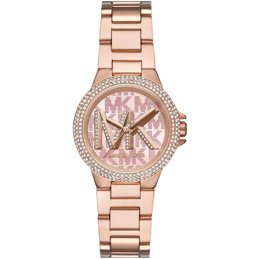 Michael Kors Camille MK7197 women?s three-hand watch rose gold dial rose gold steel strap
