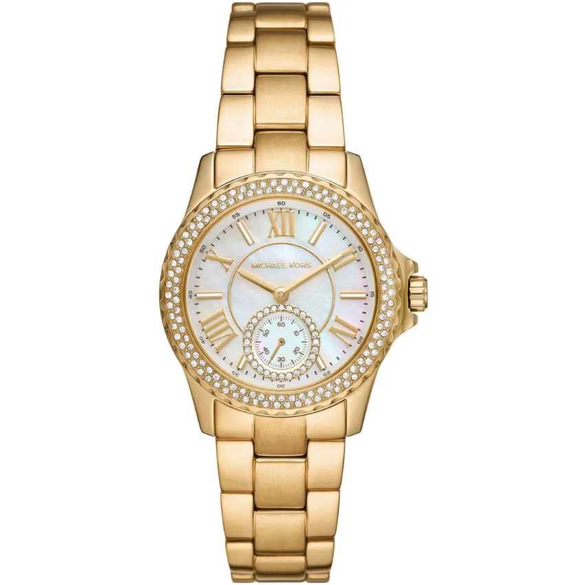 Michael Kors MK7363 women?s quartz gold stainless steel watch mother of pearl dial 33mm