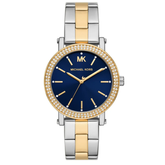 Michael Kors MKO1049 women?s analog watch blue dial two-tone steel strap