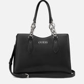 Millport black satchel bag with structured design and top handles