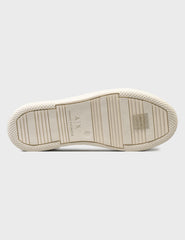 Armani Exchange Women’s Leather Trainers – Sporty Light Beige Look