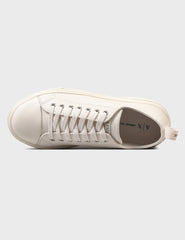 Armani Exchange Women’s Leather Trainers – Sporty Light Beige Look