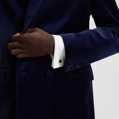 Round cufflinks with enamel core and logo