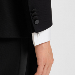 Round cufflinks with enamel core and logo-White