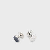 Round cufflinks with enamel core and logo