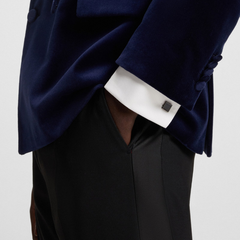 Square cufflinks with enamel core and logo Black