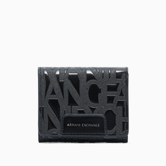 Armani Exchange Men's Bi-Fold Wallet with Embossed Pattern – Black ARMANI EXCHANGE
