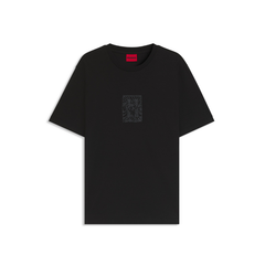 HUGO Dadso Embroidered Cotton Jersey T-Shirt | Black Hugo Boss